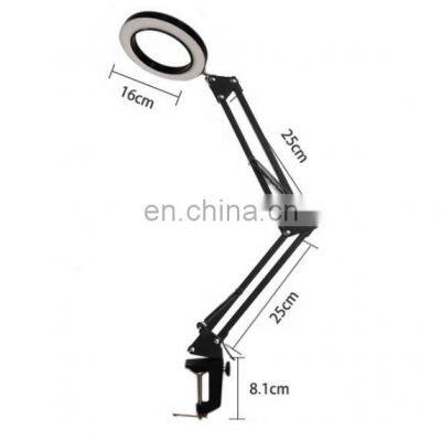 Tonghua New Round Lamp Holder LED Foldable Eye-propection Iron Reading Desk Fixed USB Port Table Light photo-2