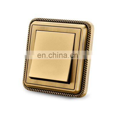 10A/16A 250V Black Gold Copper Wire Drawing Panel Switch Socket Child Protection Design Electrical Wall Socket Switch Panel photo-2