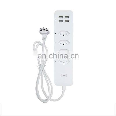 Tuya smart wifi Brazil standard 4 socket power strip 4 USB master control app remote control alexs google home