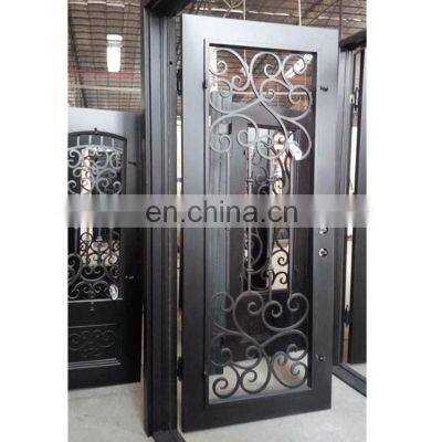 Modern Double Glass Wrought Iron Door photo-2