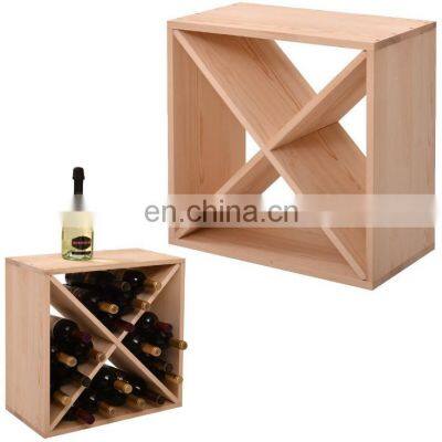 Wooden Wine Rack Tabletop 24 Bottle Holder Storage Cube Stand Champagne Stack