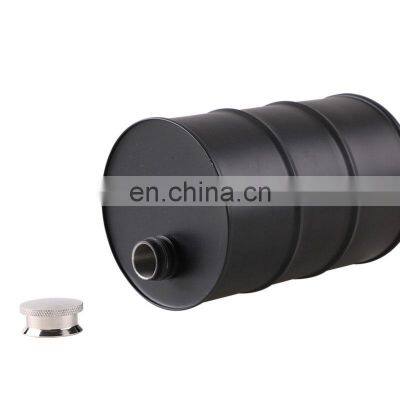 Matte Personalized Whisky Japanese Travel Oil Drum Shape Black Stainless Steel Round Hip Flask photo-5