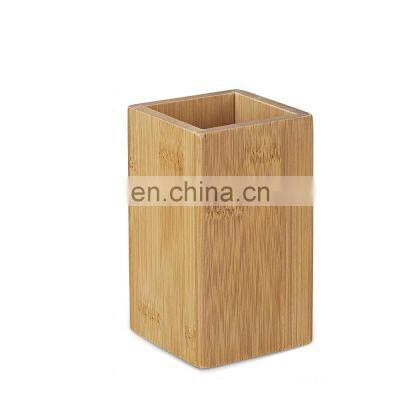 Bamboo Square Toothbrush Holder, Natural Design For storing toothbrushes and toothpaste