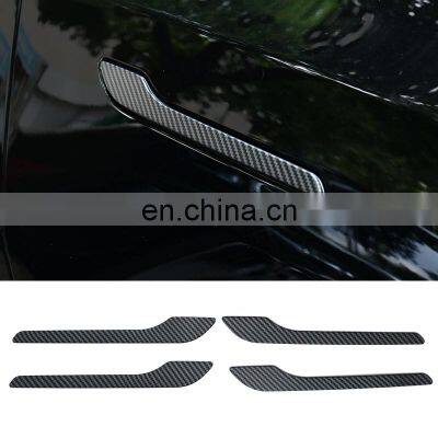 Car Accessories For Tesla Interior Decorative Carbon Fiber Style Outer Door Handle Cover Kit Model 3 2017-2021