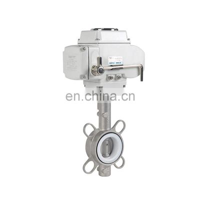 DN40 304 316 Motorized Electric Electric Actuator Stainless Steel PTFE Wafer Butterfly Valve