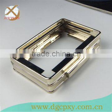 16*10.4cm light gold oblong square dinner party evening bag or clutch bag metal frame