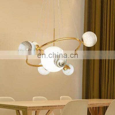 Modern Earth Chandelier Glass Planet LED Pendant Light Hotel Home Living Room Decor Ceiling Lamp