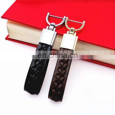 Silver Gold Style Simple Leather Key Chain Key Ring for Women And Man With Detachable Alloy Metal Rings photo-5