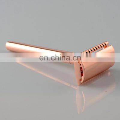 Luxury Women Rose Gold Customized Design Metal Traditional Double Edge Blades Men Shaver Gift Shaving Razor photo-3