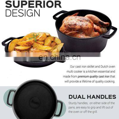 Cast Iron Picnic Three-Legged Dutch Outrigger Cover Flat-Bottomed Camping Hanging Open Fire Stew Pot