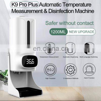 New 2021 Large Volume 1200ml Touchless Automatic Liquid Spray Alcohol Gel Hand Sanitizer Dispenser Pro-termometer K9 Pro Plus photo-2