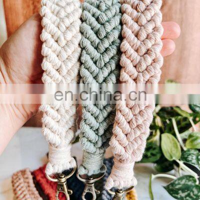 Hot Sale Macrame Wristlet Keychain Purse Accessory Colors Handmade Woven Bag Charm Boho Rustic photo-5