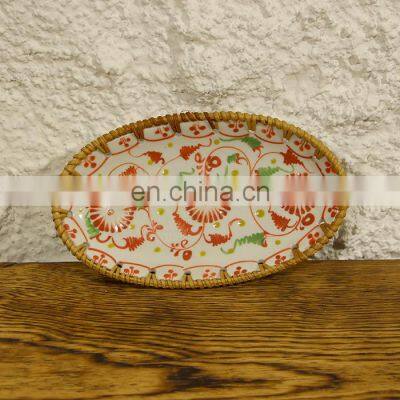 Best Price Wholesale 2023 Rattan Ceramic Tray, Hig Quality Serving Trays Natural Tray Basket for Breakfast Wholesale photo-4