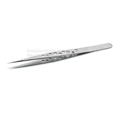High Precision 9-hole Tweezers Sandblasting and Sanding Straight Head Heat Dissipation Niezi Grafting Eyelashes Beauty Nail Bird's Nest Hair Pick photo-3