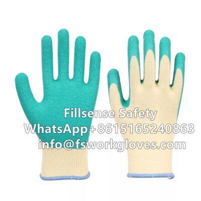 10Gauge 5Yarn(21S) Cotton Liner Crinkle Latex Palm Coated Gloves latex coated cotton gloves latex coated work gloves