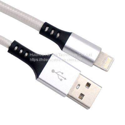 Free Sample Wholesale Braided Iphone Cable 1m 3ft USB To Lightning Cable For Iphone Charger Cable HD9020