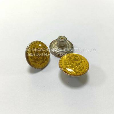 2023 Customized wholesale plating brass cowboy button jeans buttons for jeans clothing
