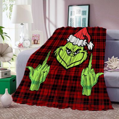 Christmas Checkered Anime Cartoon Throw Blanket for Picnic Travel Soft Blanket for Bed,Cozy Lightweight Sofa Flannel Blankets