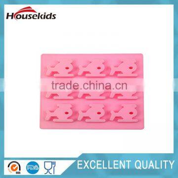 Hot selling pink cute helicopter silicone ice cube tray for wholesales