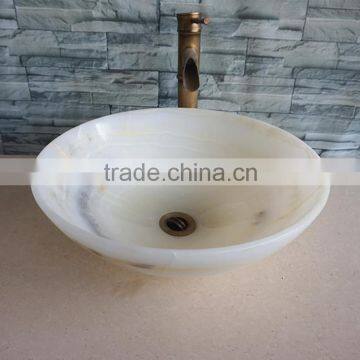 Hot Sale Luxury Stone Product Natural Bathroom White Onyx Sink photo-2