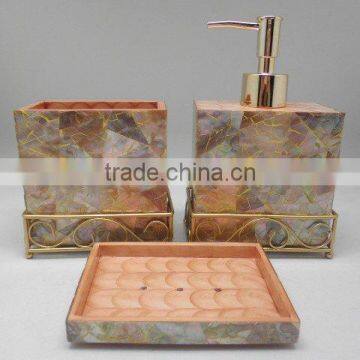 High end quality best selling special newest designed Natural MOP inlay Bath Set from Vietnam