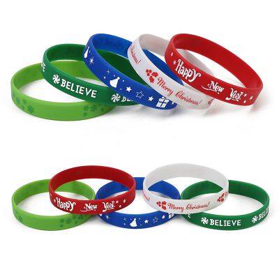 Hot Selling Factory Custom Logo Rubber Christmas Silicone Wristbands with Message Bracelet