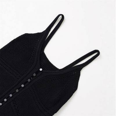 Spring New European and American Style Round Neck Women's Design Sense Niche Temperament Suspender Knitted Sweater photo-4