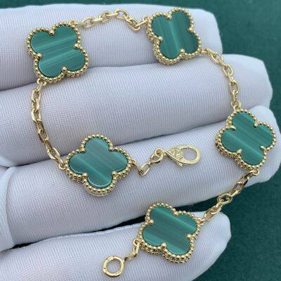 VCA 18k Gold Five-color White Pearl Four-leaf Clover Bracelet photo-1
