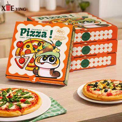 Eco-friendly to Environment Kraft Pizza Boxes Custom Fast Food Recyclable Take Away Packaging Personal Brand