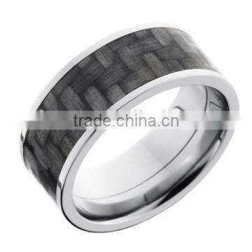 9mm Titanium Ring With 7mm Real Carbon Fiber Inlay Ring