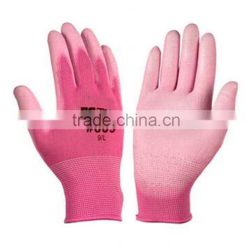 nylon pu coated hand gloves/ PU coated working gloves