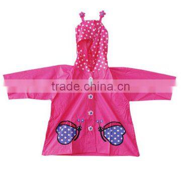 Cute Waterproof PVC Pink Raincoats For Kids