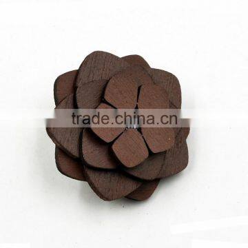 Handmade Men's Gifts Wood Brooch Wooden Flower Lapel Pins photo-4