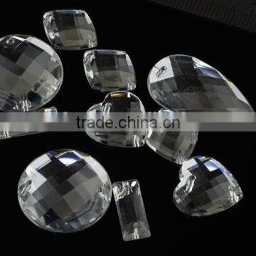 Sew on acrylic crystal stones with 2 holes, clear plastic stone China factory in sale