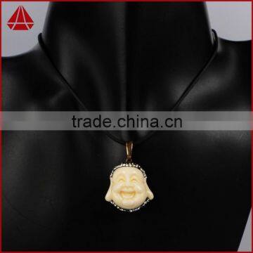 Nepal Style Imitation Ox Bone Buddha Pendants, Handmake Carved Buddha Pendant, Smile Buddha Head Bead photo-5