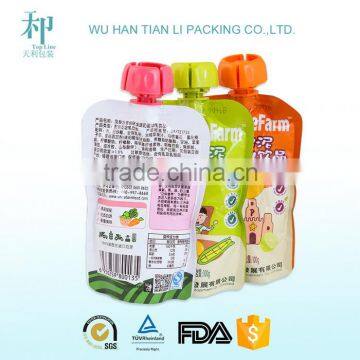 Gravure printing and laminated plastic flexible packaging spout pouch