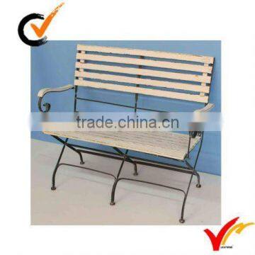 Outdoor Garden Wood and Metal Folding Bench