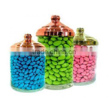 Glass Candy Jar With Copper Cover, Spice Jars, Sweet and Dragee Glass Jars With Lids, Pedestal Glass Candy Jar BK2025 photo-2