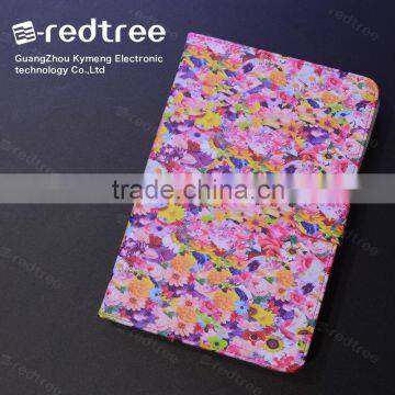 flower printing with good quality pu leather standing cover case for tablet