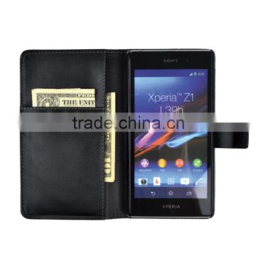 100 pattern pouch wallet Leather Case with card holder for Sony Xperia z1