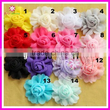 3" Chiffon Rolled Rose with Ruffles, chiffon rose flower, chiffon rose corsage flower