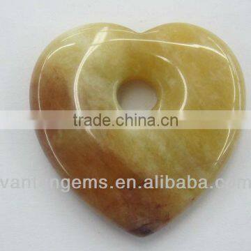 Wholesale 35*6mm heart shape Soft Yellow Jade pendant