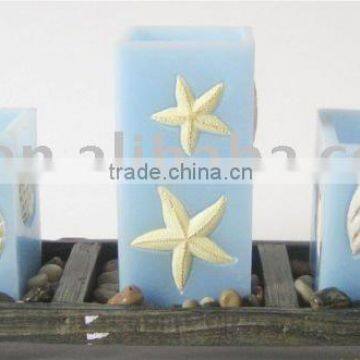 set of 3 LED candle Ocean style