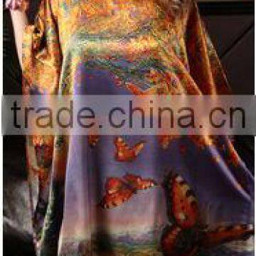 Digital printed silk kaftan