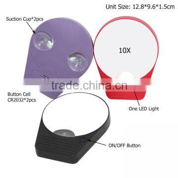 10x magnifying suction cup illuminated led makeup mirror