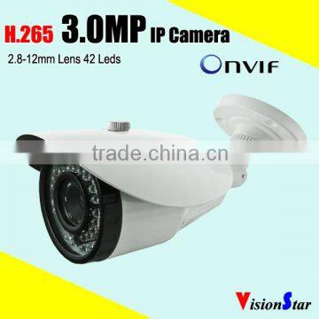 Varifocal lens 2.8-12mm lens OV4689 h.265 cmos digital color onvif ip camera 3 mega pixels waterproof security cctv camera