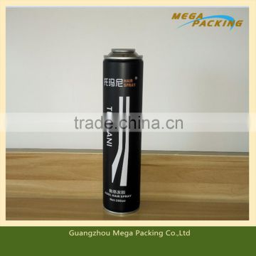 Matte finishing black color tinplate aerosol spray cans for styling gel/hair mousse