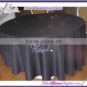 126 inch black round polyester table cloth, 126 inch black round tablecloth, wholesale table linens from China factory