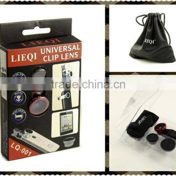 2014 Promotion Gift LIEQI 3 in 1 Universal Clip Lens 0.67X Wide Angle+ Macro+ Fish eye180 degrees.