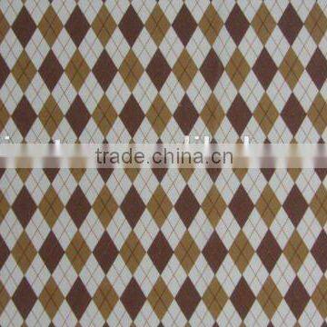 Mickey Mouse Knit Coffee Diamond Checks on White Polyester Milk Fiber Spandex Print Italy Fabric photo-3